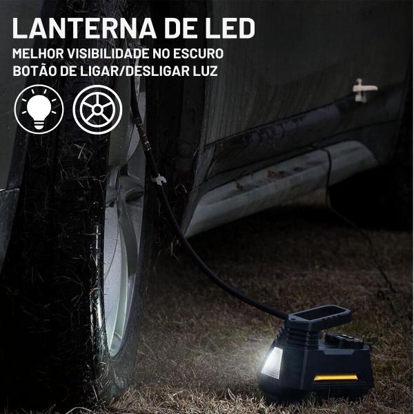 Imagem de Bomba de Ar Para Carro Compressor 150 PSI Com Manômetro Digital e Lanterna LED Para Visão Noturna