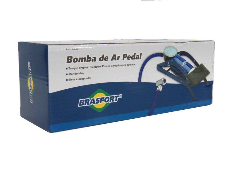 Imagem de Bomba De Ar Para Encher Pneu Com Manômetro e Pedal Para Bike Bicicleta Bola Moto Brasfort