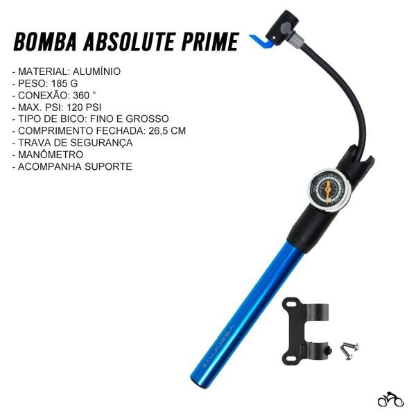 Imagem de Bomba de Bicicleta Absolute Prime com Manômetro e Mangueira Mtb Speed