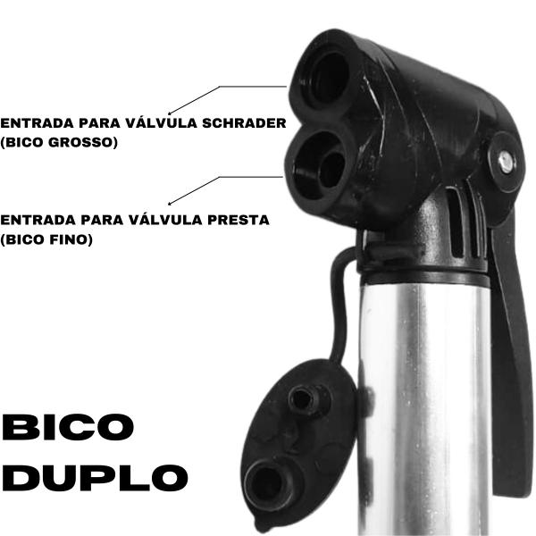 Imagem de Bomba De Bicicleta Gts Bico Duplo Alumínio Trava Suporte