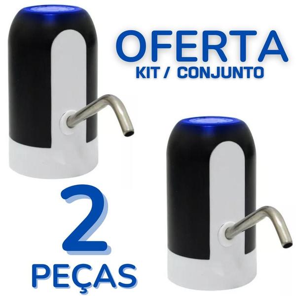 Imagem de Bomba de Galão Elétrica Bivolt Recarregável Porta USB KIT de 2 Peças Para Garrafões De Suco Água de 4,5 à 20 Litros