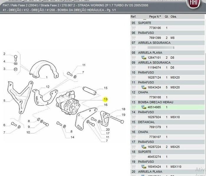 Imagem de Bomba Direção Hidráulica Fiat Palio Siena Strada 46514985