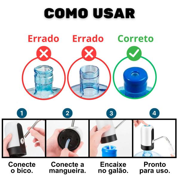 Imagem de Bomba Elétrica Filtro Bebedouro De Garrafões De Água Recarregável Para Galão De Água Garrafão Dispensador Bombinha para Dispensador