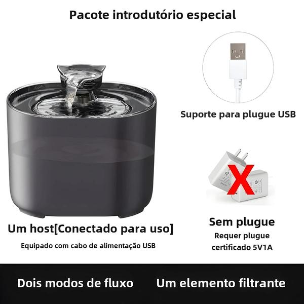 Imagem de Bomba Elétrica Silenciosa USB para Bebedouro de Gatos - Filtro de Recirculação Automática