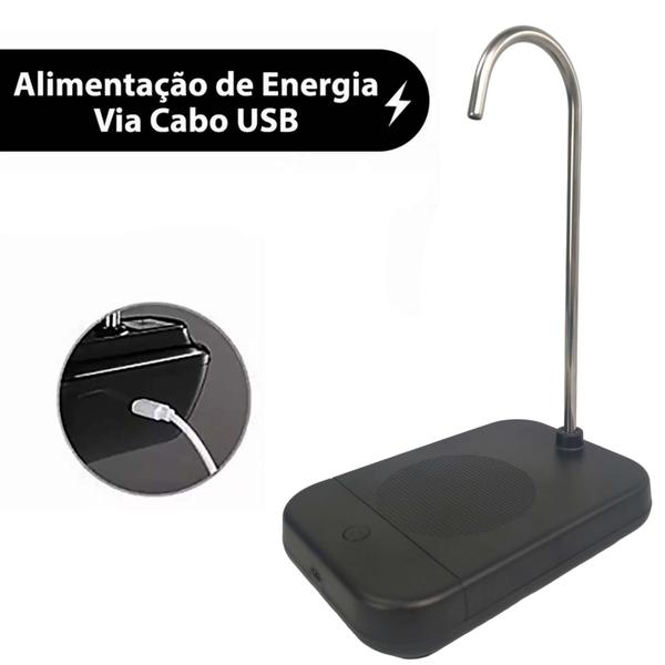 Imagem de Bomba Eletrica USB Agua Bebedouro Galao Garrafao Bateria Recarregavel 20 Litros Automatico com Suporte Cozinha