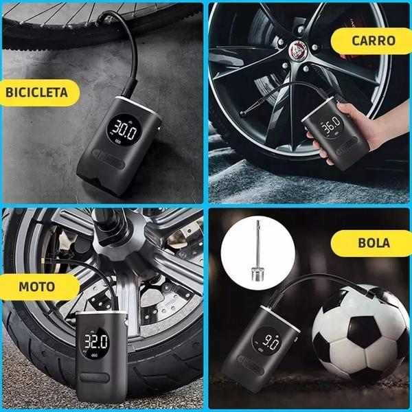 Imagem de Bomba Encher Pneu Digital 50W: Tecnologia Carro, Bike E Moto