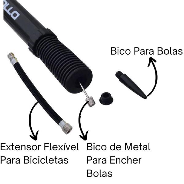 Imagem de Bomba Inflar Dupla Ação Preta Encher Bolas Vollo Infla Nos 2