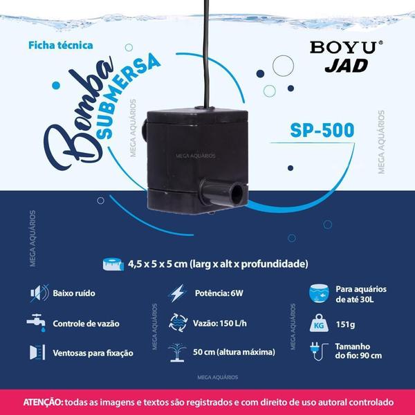 Imagem de Bomba Para Aquário Sp 500 150L/H Tanque 110V Jad Boyu