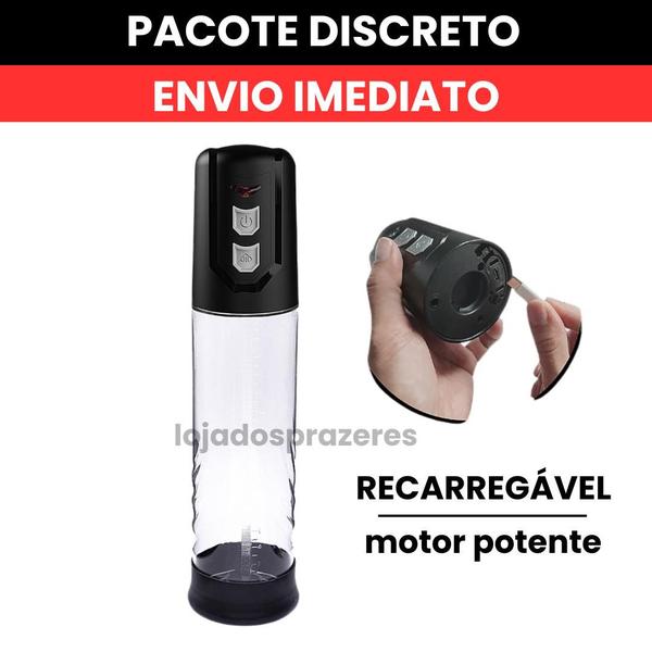 Imagem de Bomba Peniana Automática Recarregável Vibrador Penis Sucção Aumento Pau