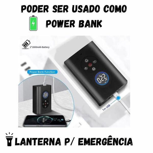 Imagem de Bomba Portatil Calibrador Pneu Mini Compressor Ar Automatico