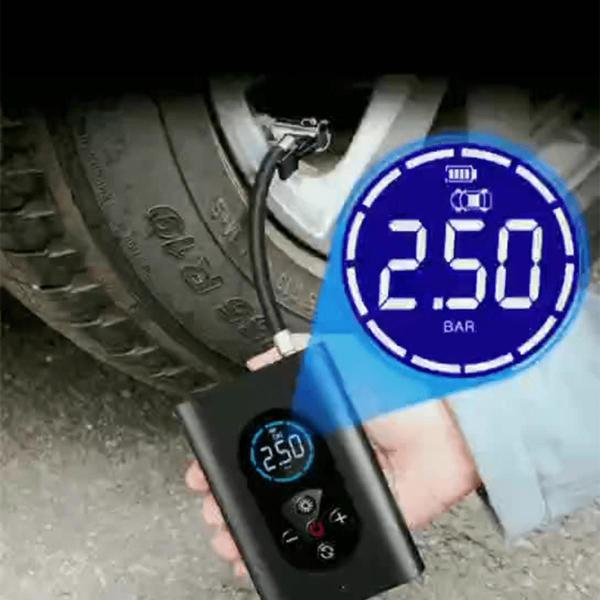 Bomba Portátil para Encher Pneus de Carro Digital e Manual - King Imagem de Bomba Portátil para Encher Pneus de Carro Digital e Manual