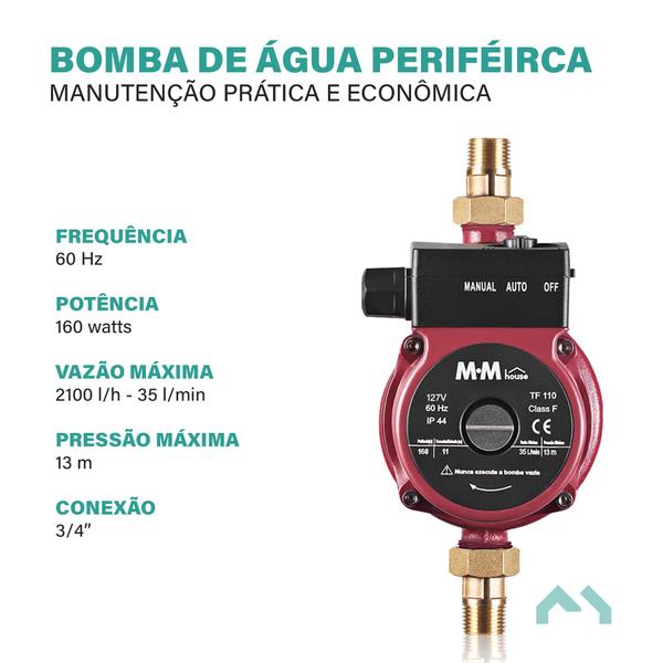 Imagem de Bomba Pressurizador Água 160w 13mca 2100 L/h 110v Mm House