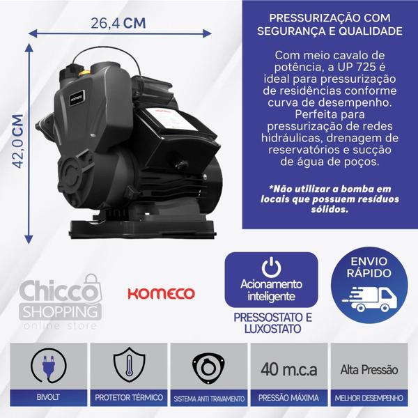 Imagem de Bomba Pressurizador Com Pressostato Komeco Ultra Press 725
