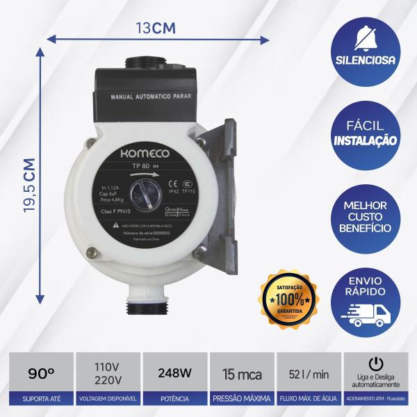 Imagem de Bomba Pressurizadora De Água Komeko Tp80 G4 220v