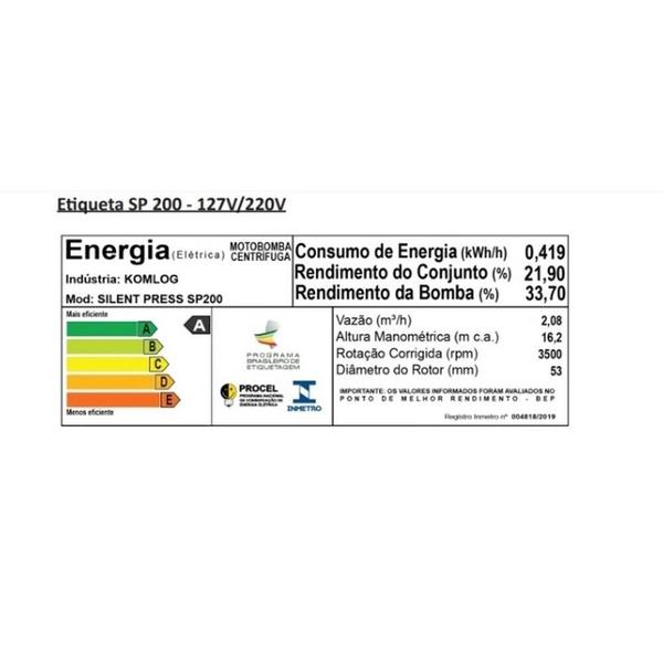 Imagem de Bomba Pressurizadora De Água SP200 Silent Press - Komeco Bivolt