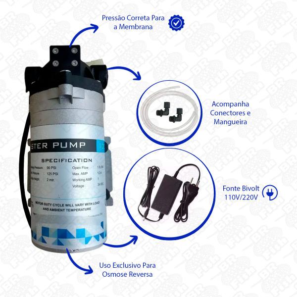 Imagem de Bomba Pressurizadora P/ Reverso Osmose 150gpd + Conectores