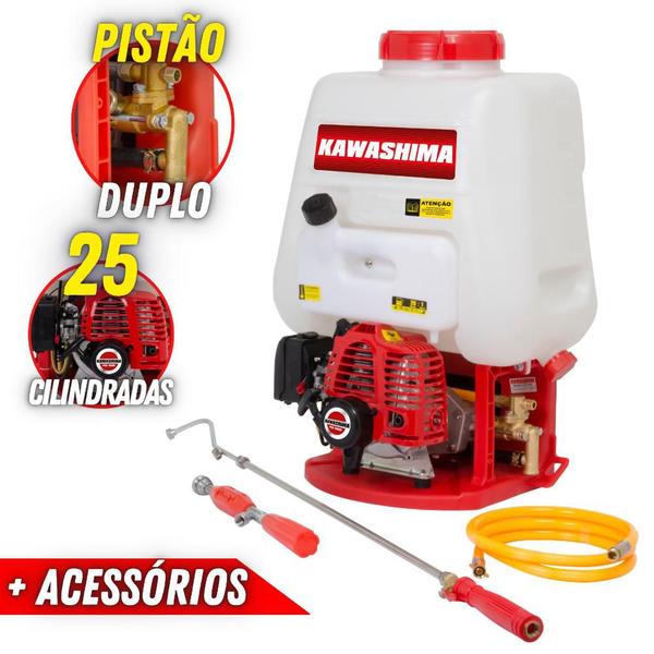 Imagem de Bomba Pulverizadora Kawashima PCG2625 À Gasolina 26cc 2T Pistão Duplo Alto Rendimento Para Lavouras