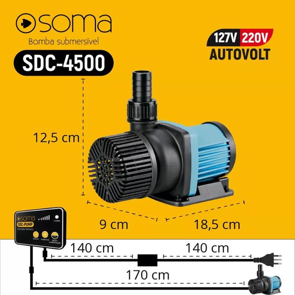 Imagem de Bomba Sub Soma Alta Vazao Eletronica Sdc-4500 L/h Autovolt