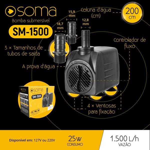 Imagem de Bomba sub soma aquarios sm-1500 (1500 l/h) 127v