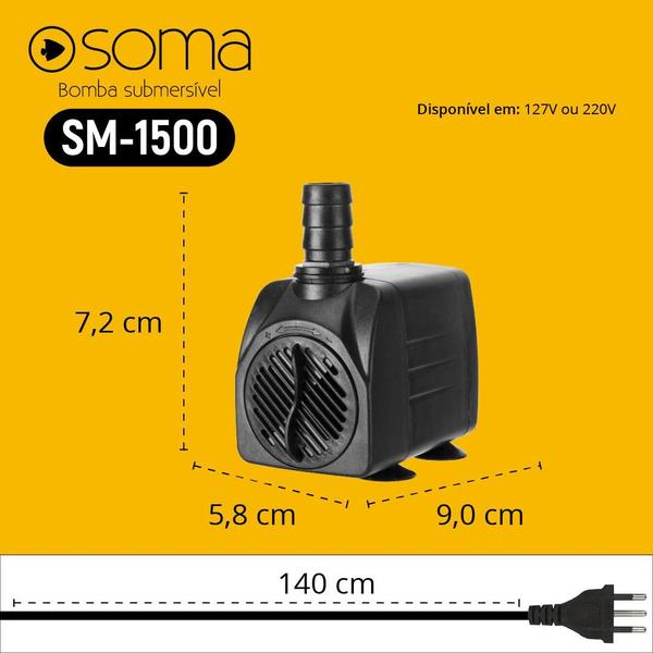 Imagem de Bomba sub soma aquarios sm-1500 (1500 l/h) 127v