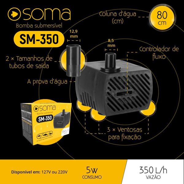 Imagem de Bomba sub soma aquarios sm- 350 (350 l/h) 220v