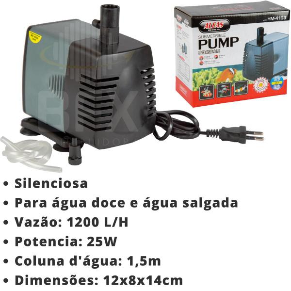 Imagem de Bomba Submersa 1200 litros para Aquarios Fonte Lago Recalque Chafariz Aleas hm 4103 - 220V