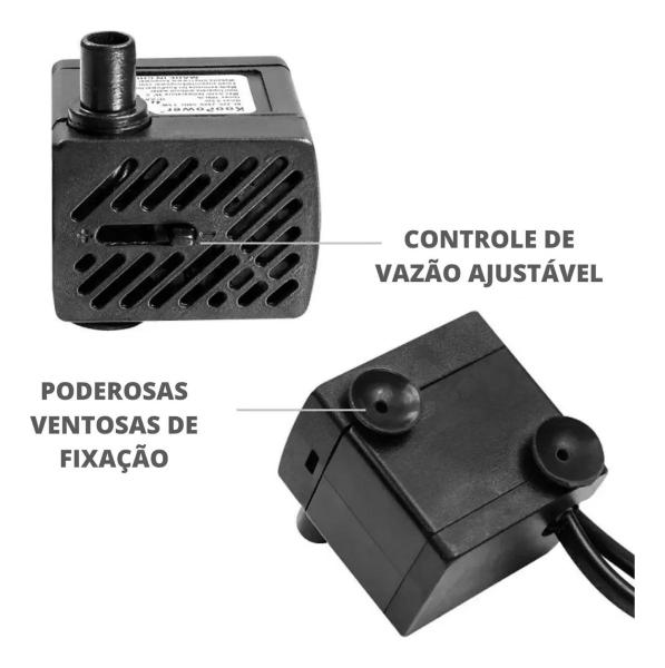 Imagem de Bomba Submersa Aquário Bebedouro Pet Fontes Hidroponia Bivolt 180lh