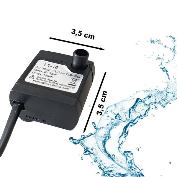 Imagem de Bomba Submersa Motor Para Aquário Fontes Bebedouros Água Cascatas Lagos 200l/h Bivolt - Mec Bombas