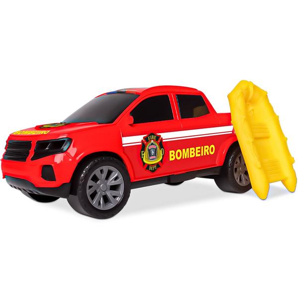 Imagem de Bombeiro Pick-Up Carrinho De Resgate Caminhonete De Brinquedo Vermelha 0039 - Samba Toys