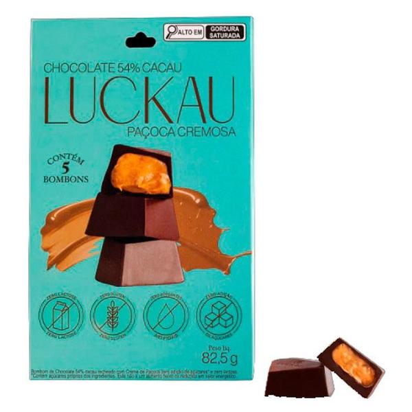 Bombom 54% Cacau Paçoca Cremosa Luckau Pouch 82,5G Imagem de Bombom 54% Cacau Paçoca Cremosa Luckau Pouch 82,5G
