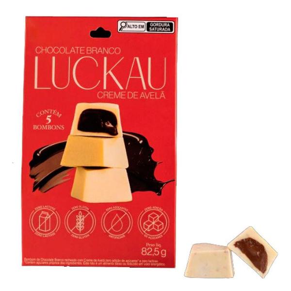 Bombom Branco Creme De Avelã Luckau Pouch 82,5G Imagem de Bombom Branco Creme De Avelã Luckau Pouch 82,5G