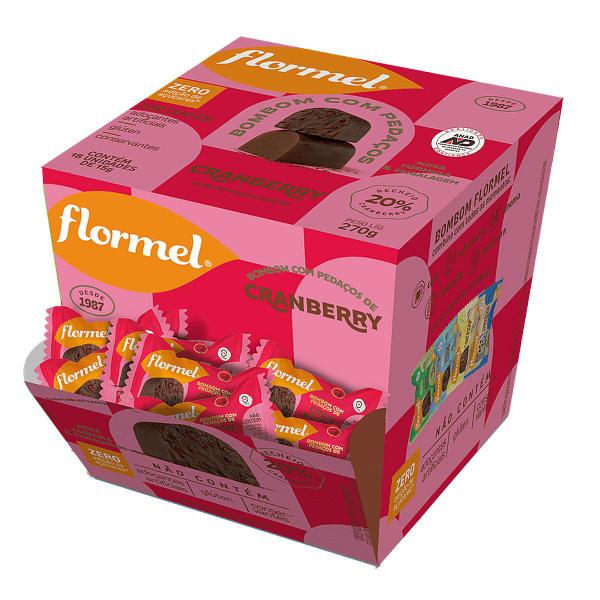 Imagem de Bombom Com Cranberry Vegano Zero Açúcar Flormel - 18x15g