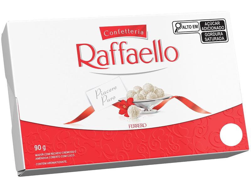 Bombom Confetteria Wafer Raffaello Amêndoa e - Coberto com Coco Cremoso 90g 9 Unidades Bombom Confetteria Wafer Raffaello Amêndoa e - Coberto com Coco Cremoso 90g 9 Unidades