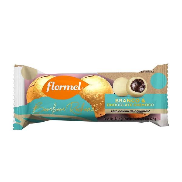 Bombom de Chocolate Branco Recheado com Chocolate Cremoso Flormel 37,5g Imagem de Bombom de Chocolate Branco Recheado com Chocolate Cremoso Flormel 37,5g