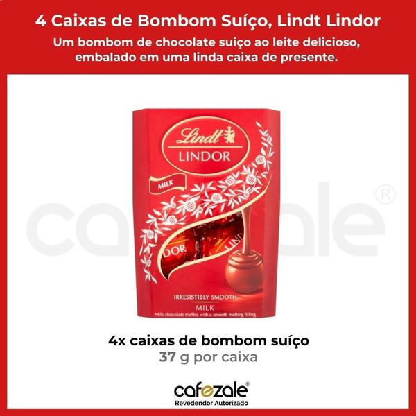 Imagem de Bombom De Chocolate Suiço, Lindt Lindor, 4 Caixas De 37G