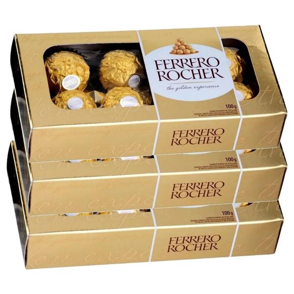 Imagem de Bombom Ferrero Rocher 100G 8 Bombons (3 Caixas)