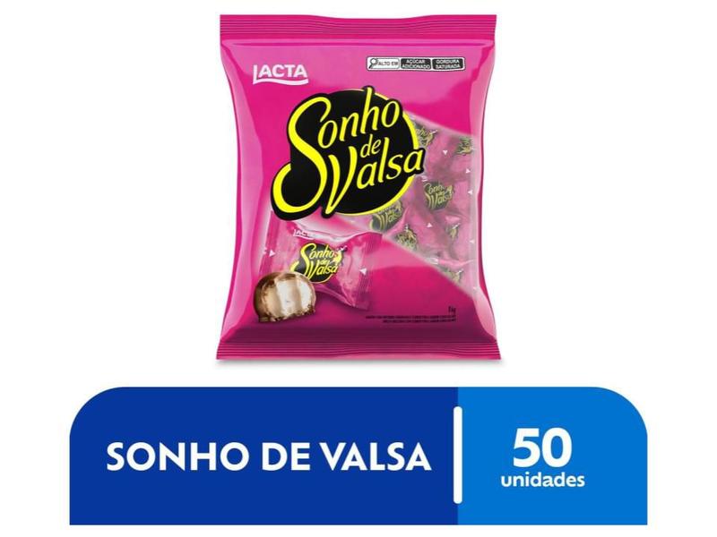 Bombom Sonho de Valsa Lacta C/ 50un 1Kg - 5 Pacotes - MONDELEZ Imagem de Bombom Sonho de Valsa Lacta C/ 50un 1Kg - 5 Pacotes