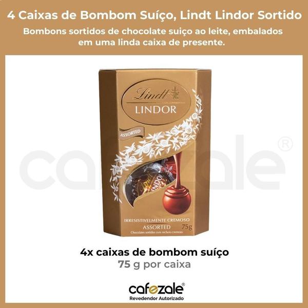Imagem de Bombom Sortido De Chocolate Suíço Lindt Lindor, 4 Caixas 75G