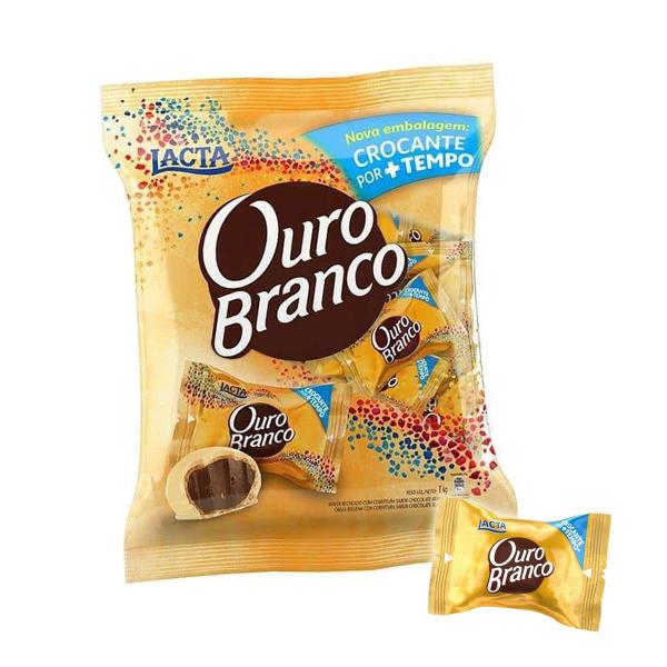 Bombom Wafer Lacta Ouro Branco Chocolate Pack 1Kg Imagem de Bombom Wafer Lacta Ouro Branco Chocolate Pack 1Kg
