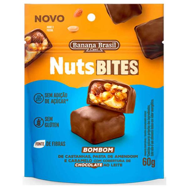 Bombom Zero Chocolate ao Leite NutsBites 60g Imagem de Bombom Zero Chocolate ao Leite NutsBites 60g