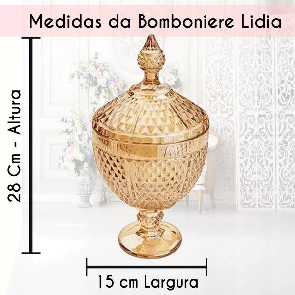 Imagem de Bombonière Baleiro Potiche Decorativo Lídia 28cm com Pé e Tampa - Âmbar