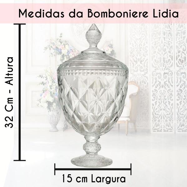 Imagem de Bombonière Baleiro Potiche Decorativo Lídia 32cm com Pé e Tampa - Transparente