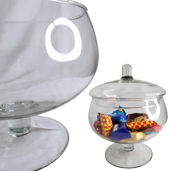 Imagem de Bomboniere de vidro 13cm luxuosa com tampa para doce