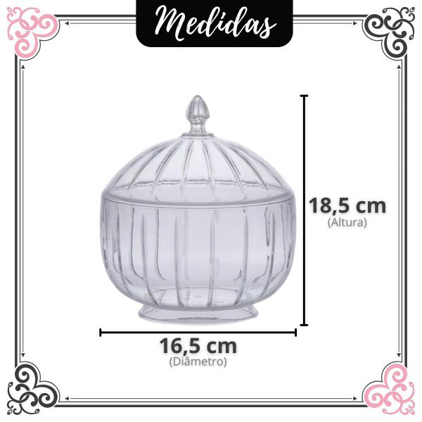 Imagem de Bomboniere Potiche de Acrílico Baleiro Porta Bala Transparente C/ Tampa Decorativo Doces 1,5L