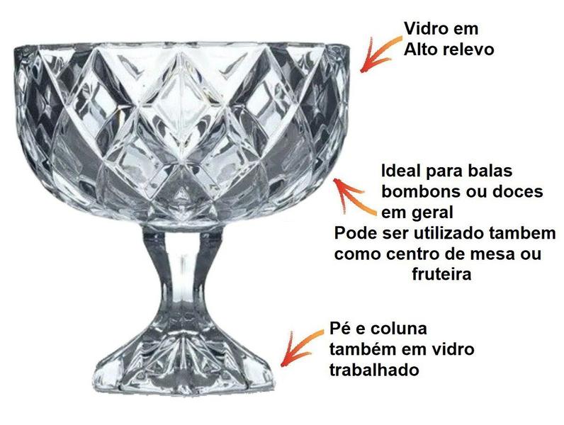 Imagem de Bomboniere Vidro Grande Baleiro Potes Taça 1200ml 18x18cm Centro De Mesa Decorativo Fruteira Enfeite