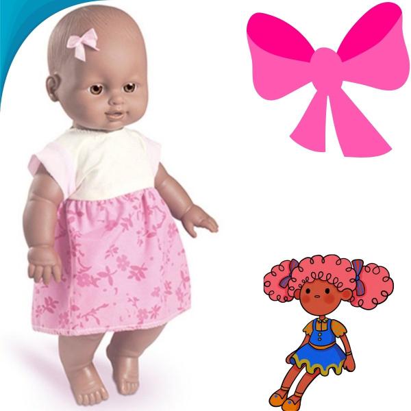 Imagem de Boneca Afro Lacinho De Pelúcia Para Criança Presente De Aniversário Com Garantia