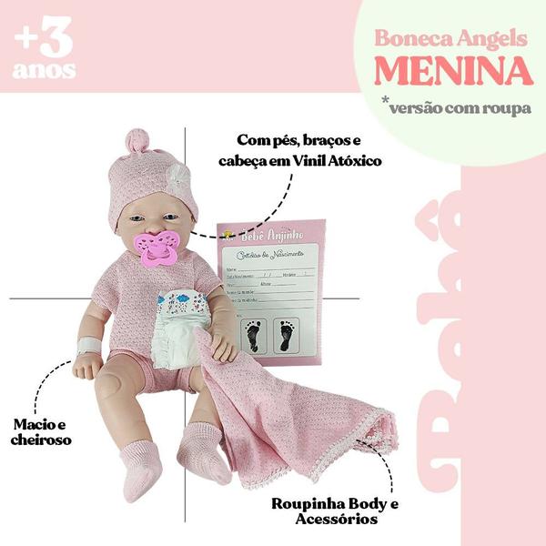 Imagem de Boneca Anjo Com Roupinha Body e Acessórios de vinil atoxico