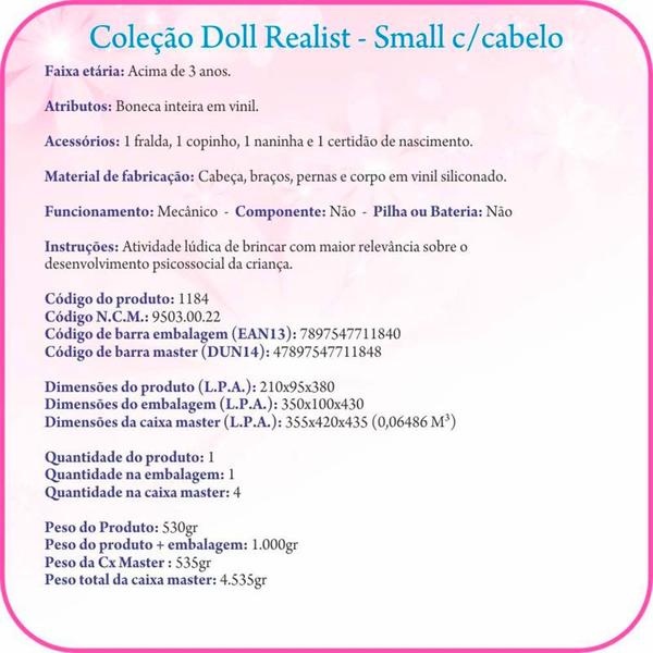 Imagem de Boneca Articulada - 38 cm - Doll Realist - Small com Cabelo - Sid-Nyl