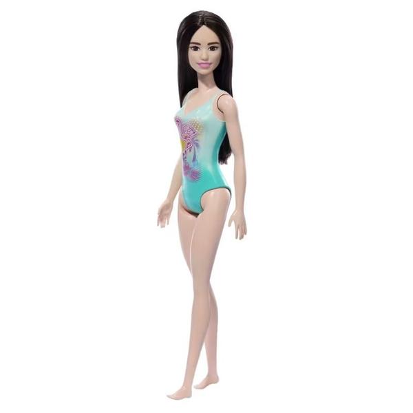 Imagem de Boneca Articulada Barbie Praia Fashion e Beauty Cabelo Preto Com Maiô Verde  HXX51