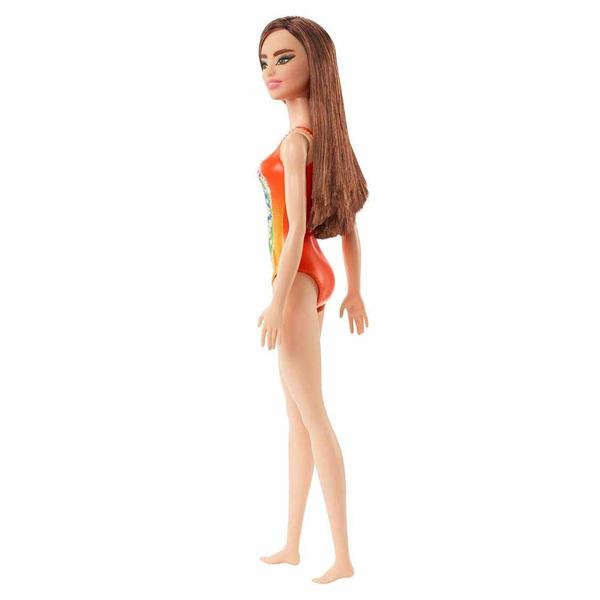 Imagem de Boneca Articulada - Barbie Praia - Maiô Laranja Florido - Morena - Mattel